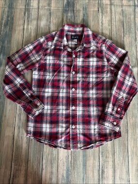 The Children's Place Red and White Plaid Button-Down Shirt (Sz: 7-8)